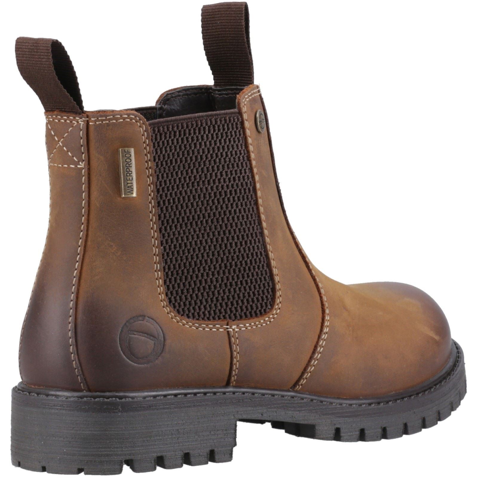 Cotswold Aston Leather Boy's Tan Flat Chelsea Boots