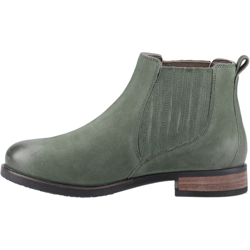 Hush Puppies Edith Leather Women's Green Flat Chelsea Boots