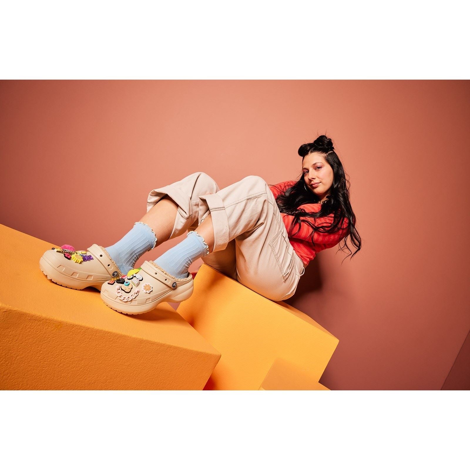 Crocs Classic Platform Lined Synthetic Women's Bone Clogs