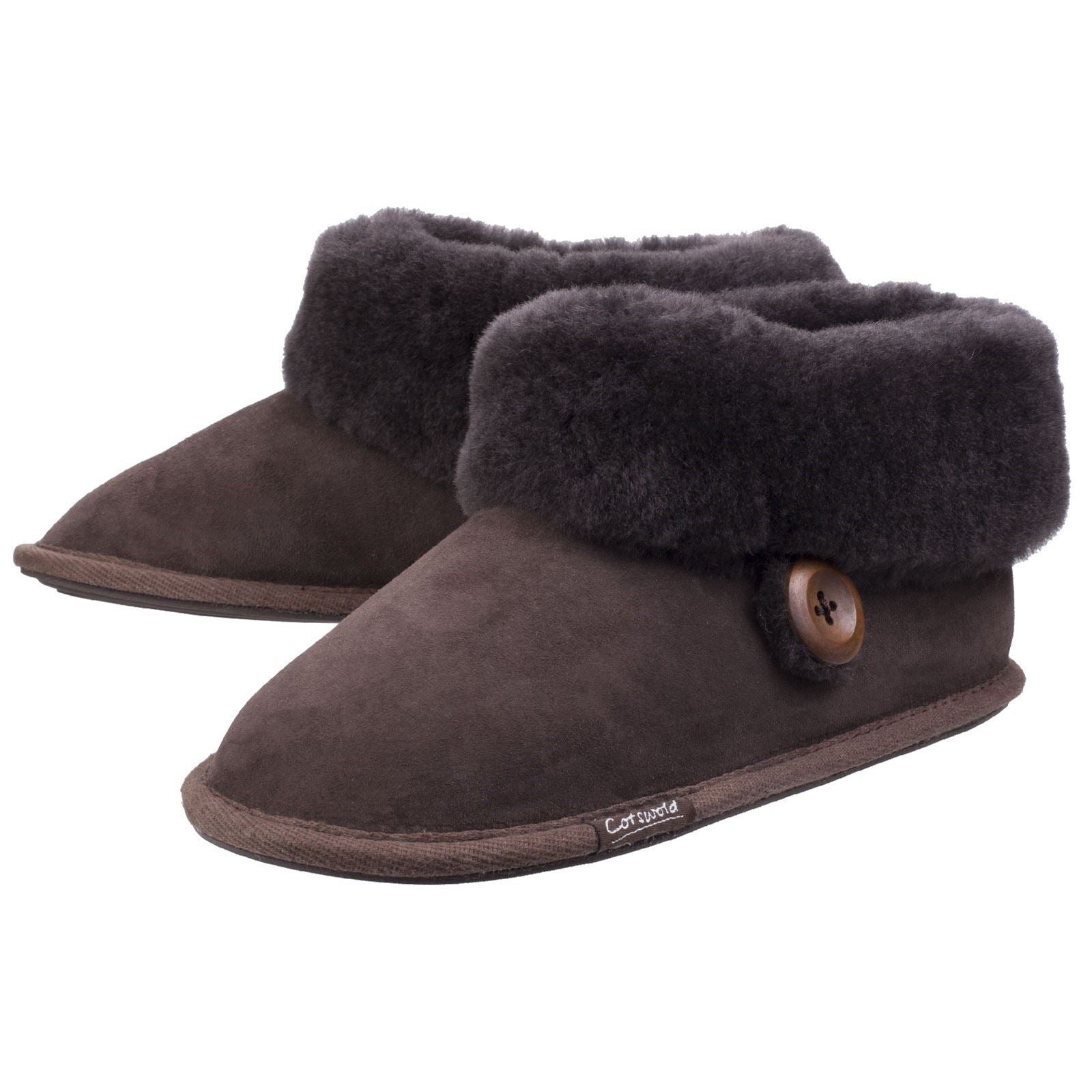 Cotswold Wotton Leather Women's Chocolate Slippers