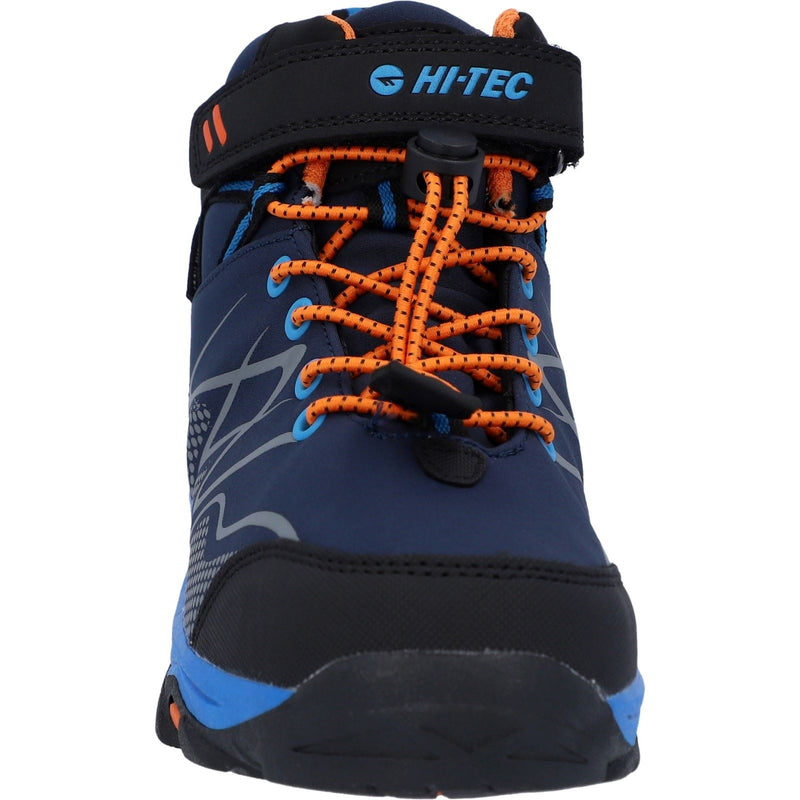 Hi-Tec Blackout Mid Synthetic Soft Shell Boys's Navy/Orange/Lake Blue Hiking Boots