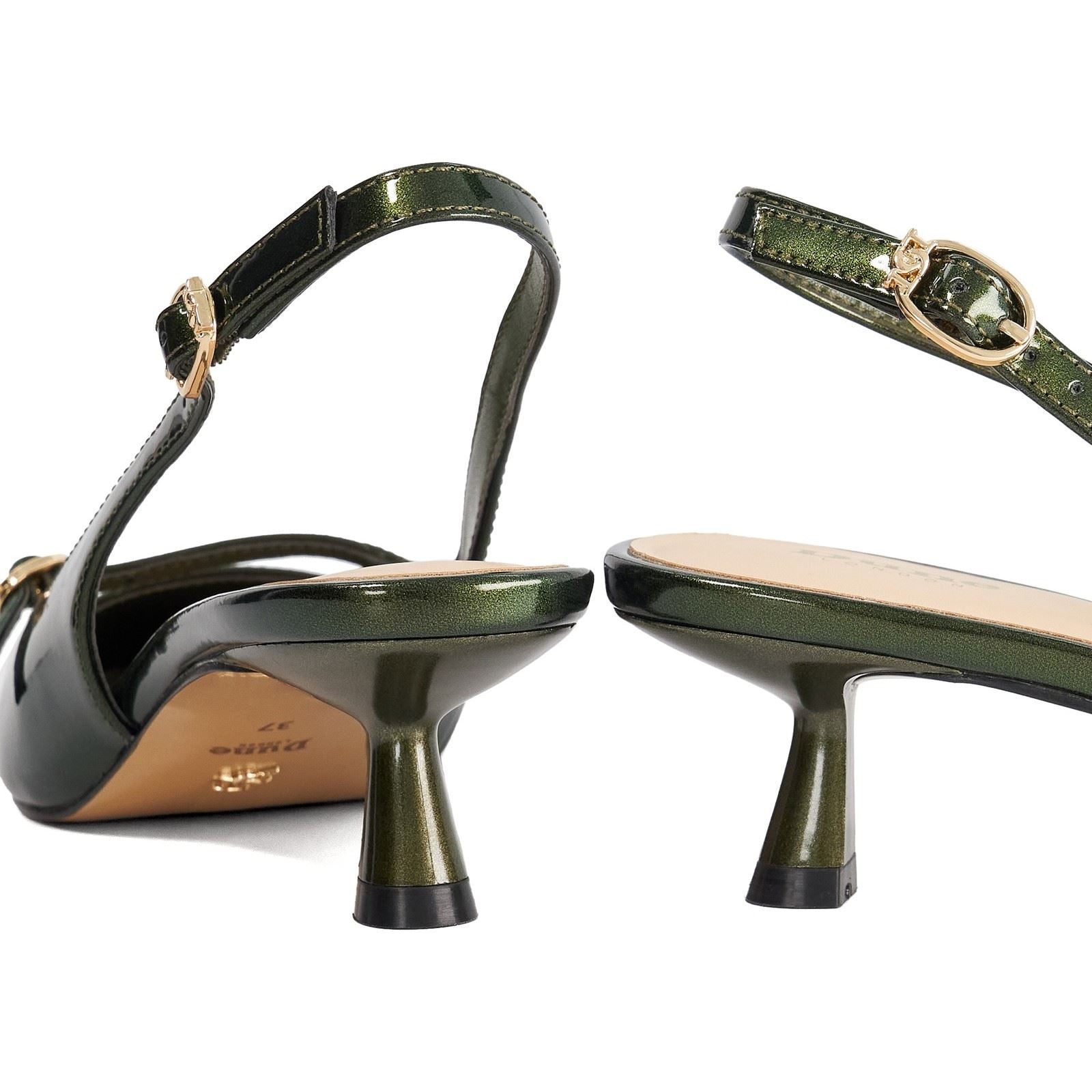 Dune Deserved Women's Green Pointy Slingback Heels