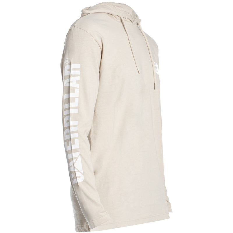 Caterpillar Hooded Long Sleeve Cotton Men's Beige T-Shirt
