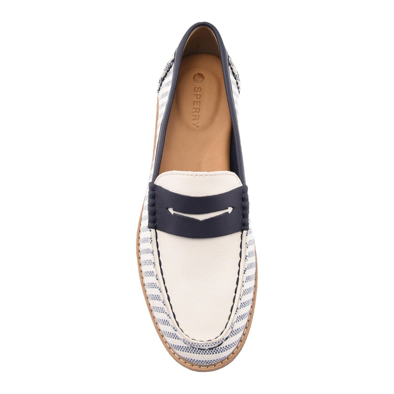 Sperry Port Driving Textile Women's White/Navy Standard Loafers