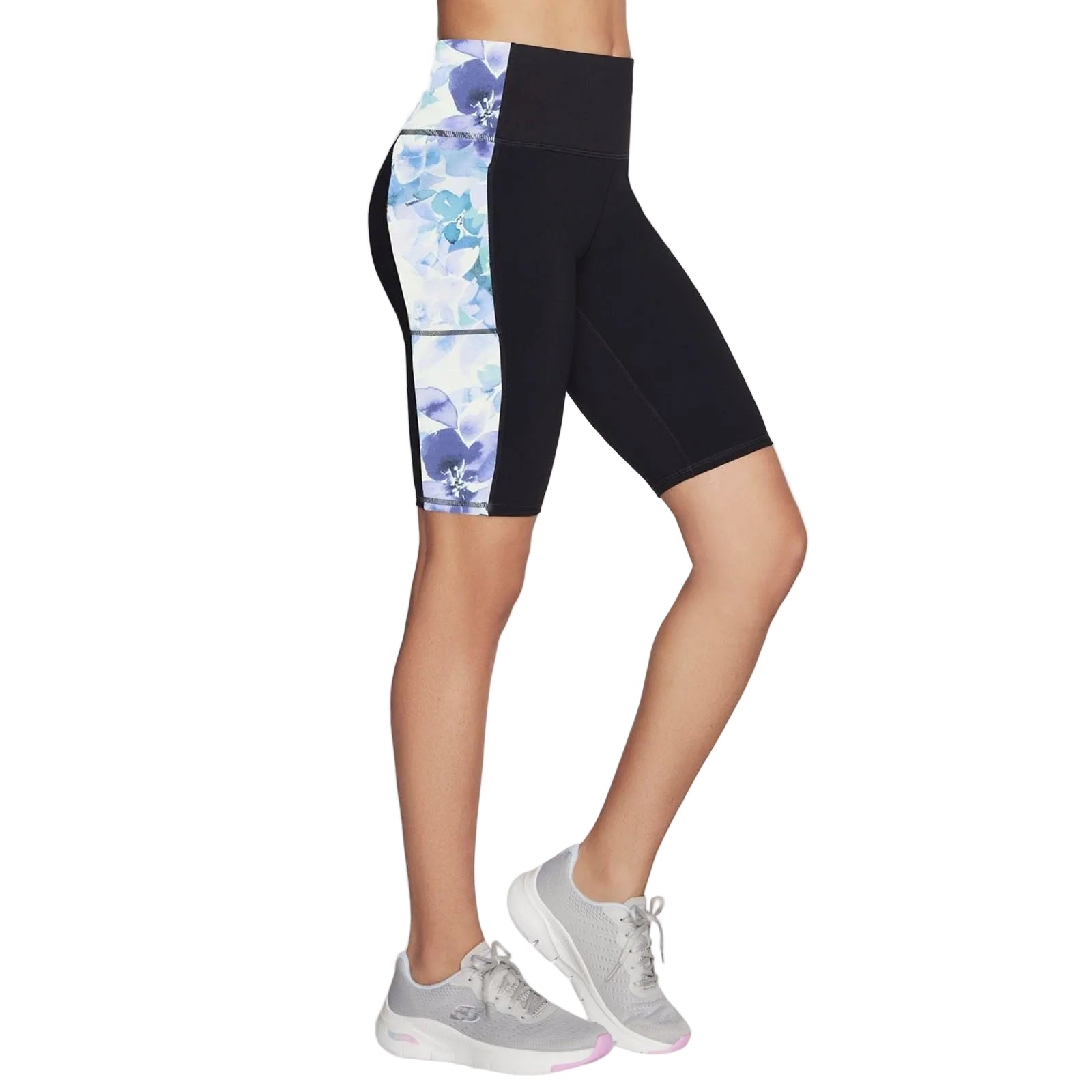 Skechers Performance GoWalk Seascape Floral 10" Bike Short Nylon Women's Purple Activewear Shorts