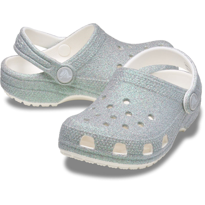Crocs Classic Glitter Clog Synthetic White Loafers