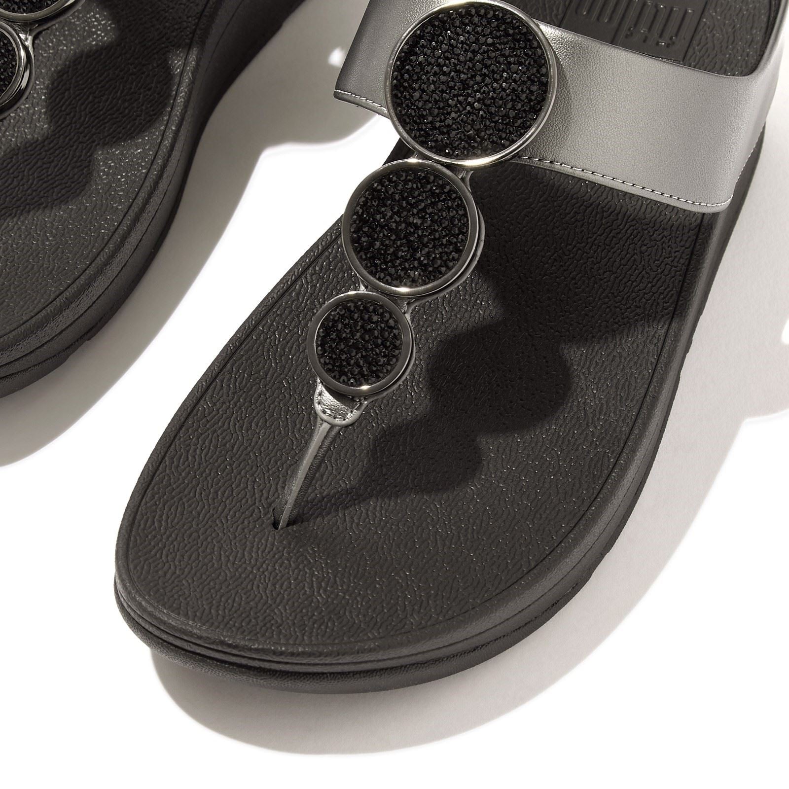 Fitflop Halo Polyurethane Women's Pewter Black Sandals