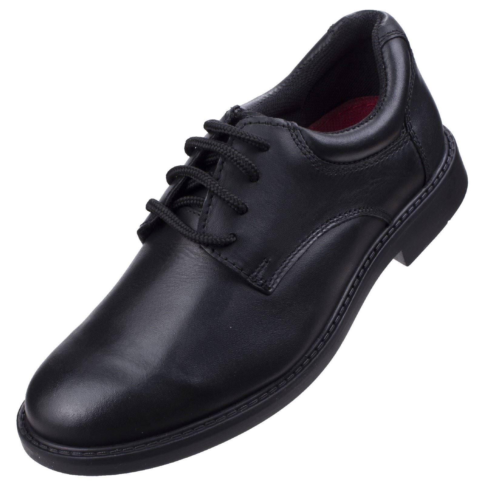 Hush Puppies Tim Youth Boys Black Leather Shoes