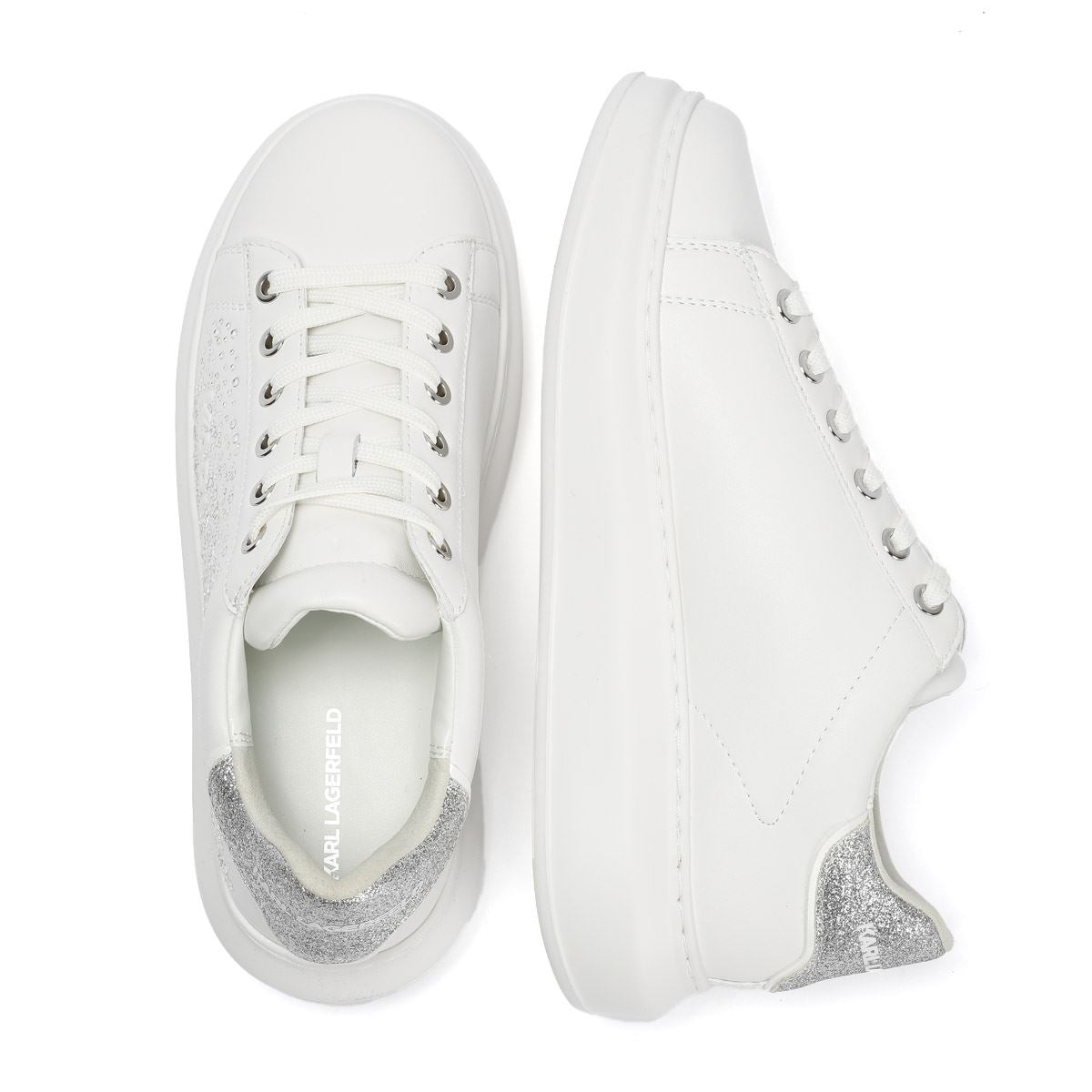 Karl Lagerfeld Kapri Konstellation Leather Women's White/Silver Sneakers