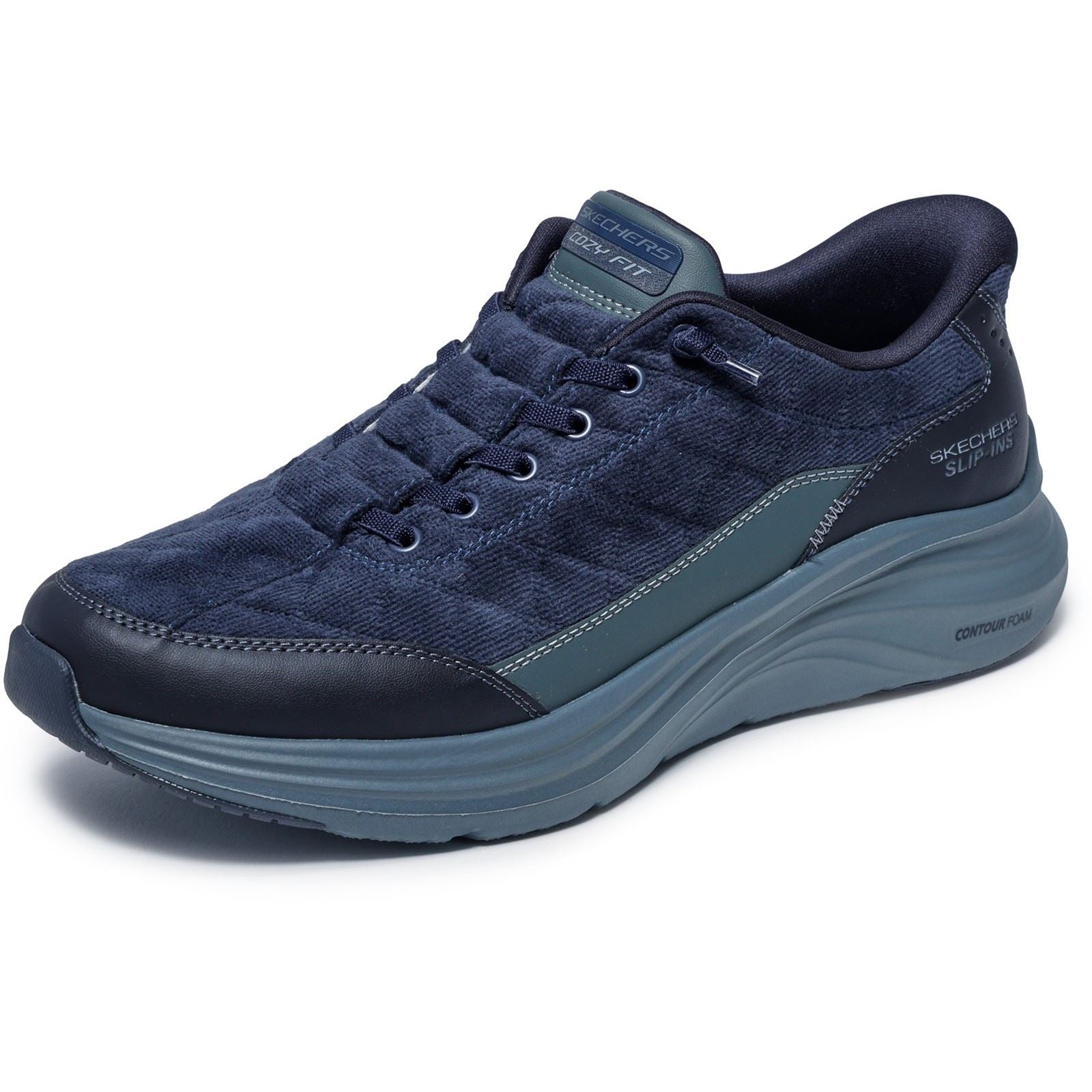Skechers Contour Foam Cordelux Textile Men's Navy Cozycord/Pu Trainers