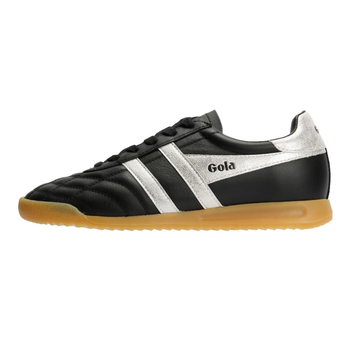 Gola Stadium Leather Women's Black/Silver Sneakers
