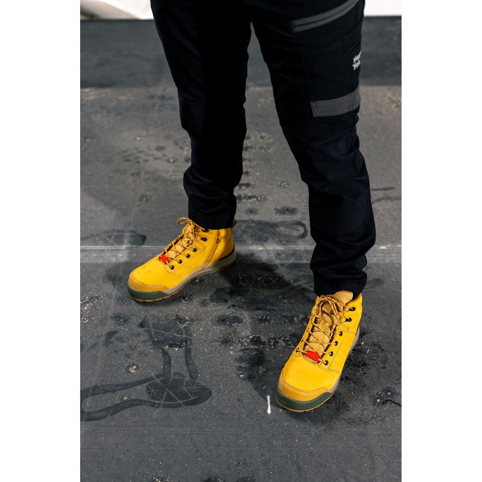 Hard Yakka 3056 Lace Zip Leather Wheat Safety Boots