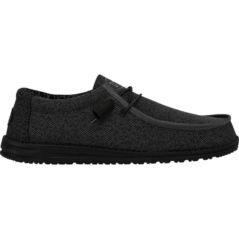 HEYDUDE Wally Sox Faux Suede Men's Micro Total Black Boat Shoes
