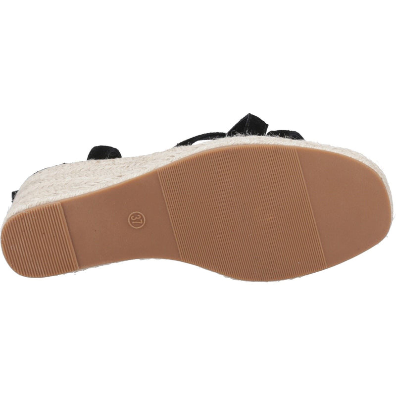 Hush Puppies Jenny Espadrille Wedge Suede Women's Black Wedges