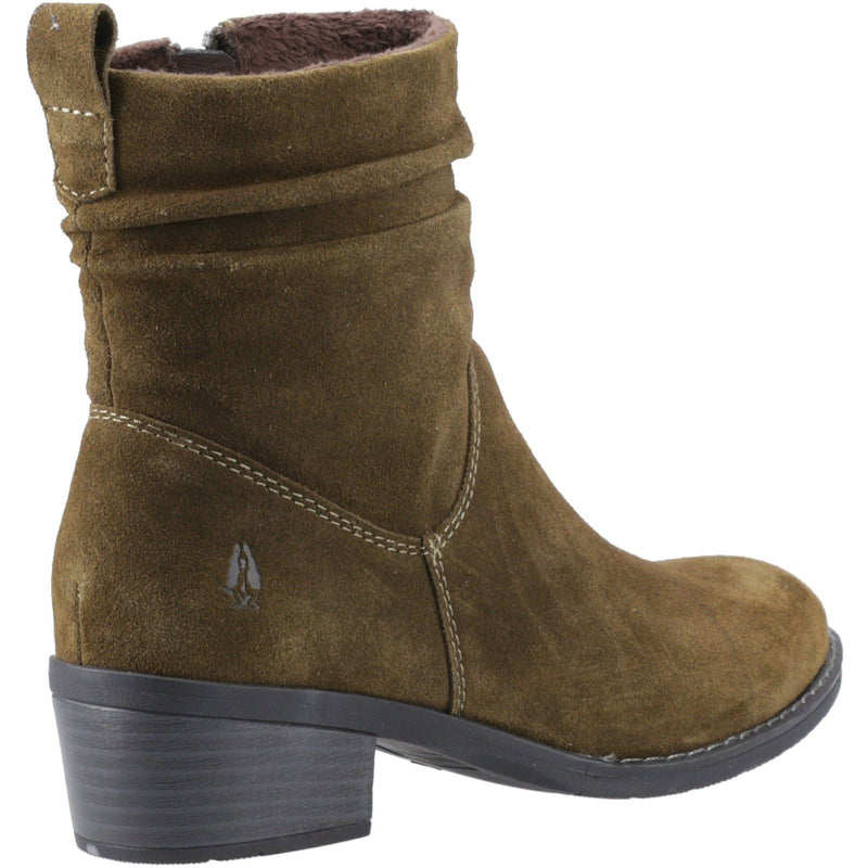 Hush Puppies Iris Suede Women's Khaki Heeled Ankle Boots