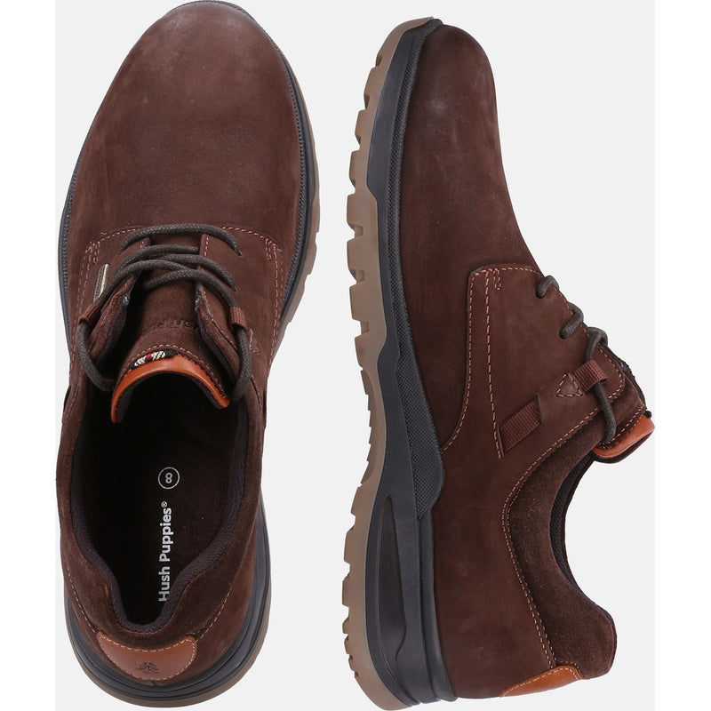 Hush Puppies Pele Leather Men's Brown Nubuck Lace-Up Shoes