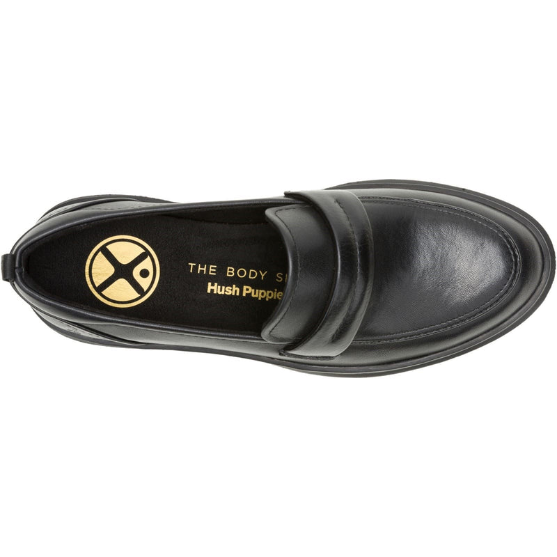 Hush Puppies Joy Penny Leather Women's Black/Black Loafers