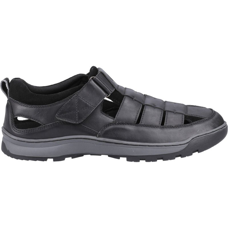 Hush Puppies Rucker Leather Men's Black Sandals