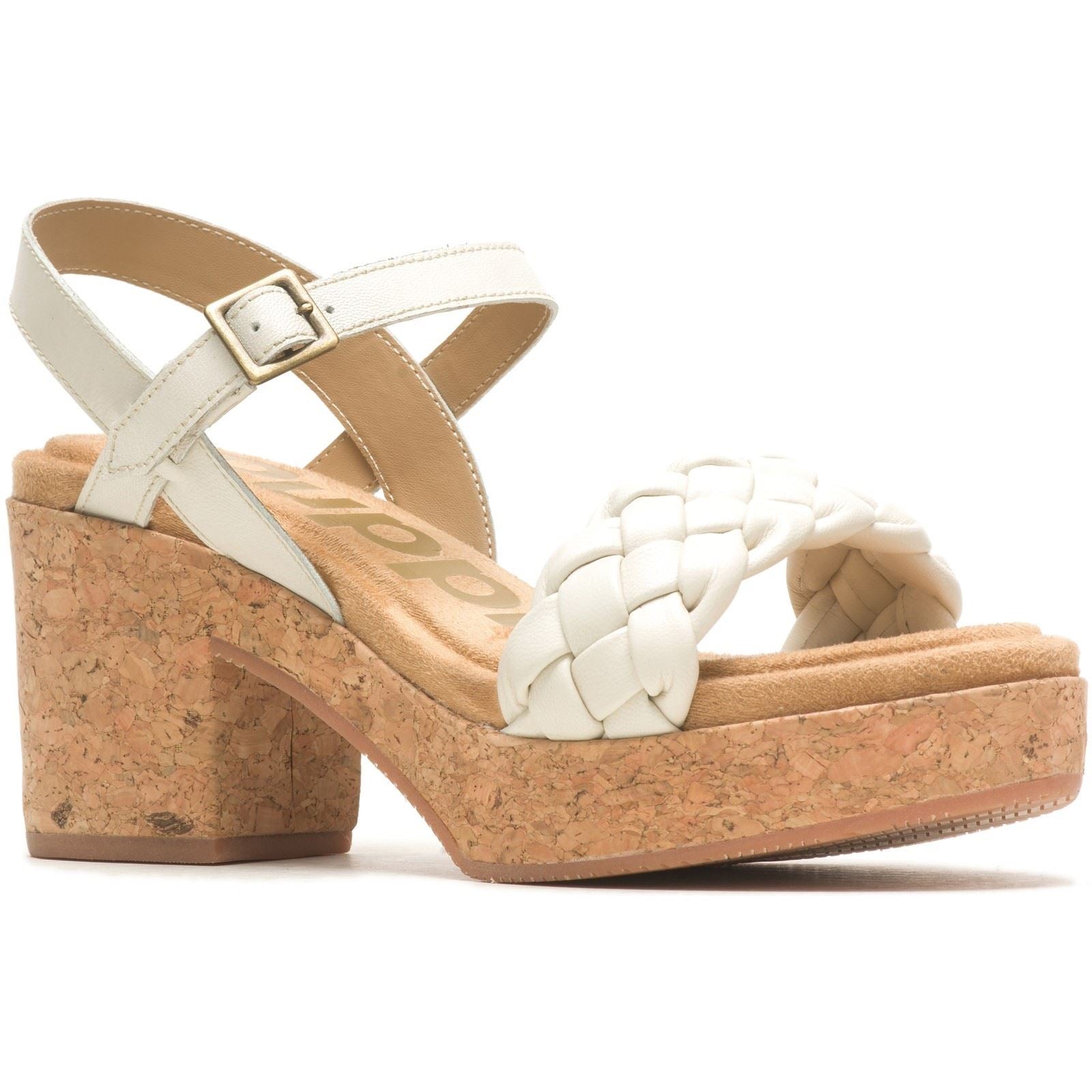 Hush Puppies Poppy Quarter Strap Leather Women's White Heels