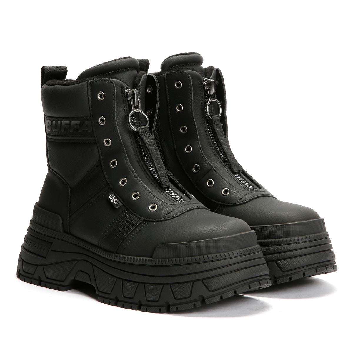 Buffalo Fusion Front Zip Women's Black Boots