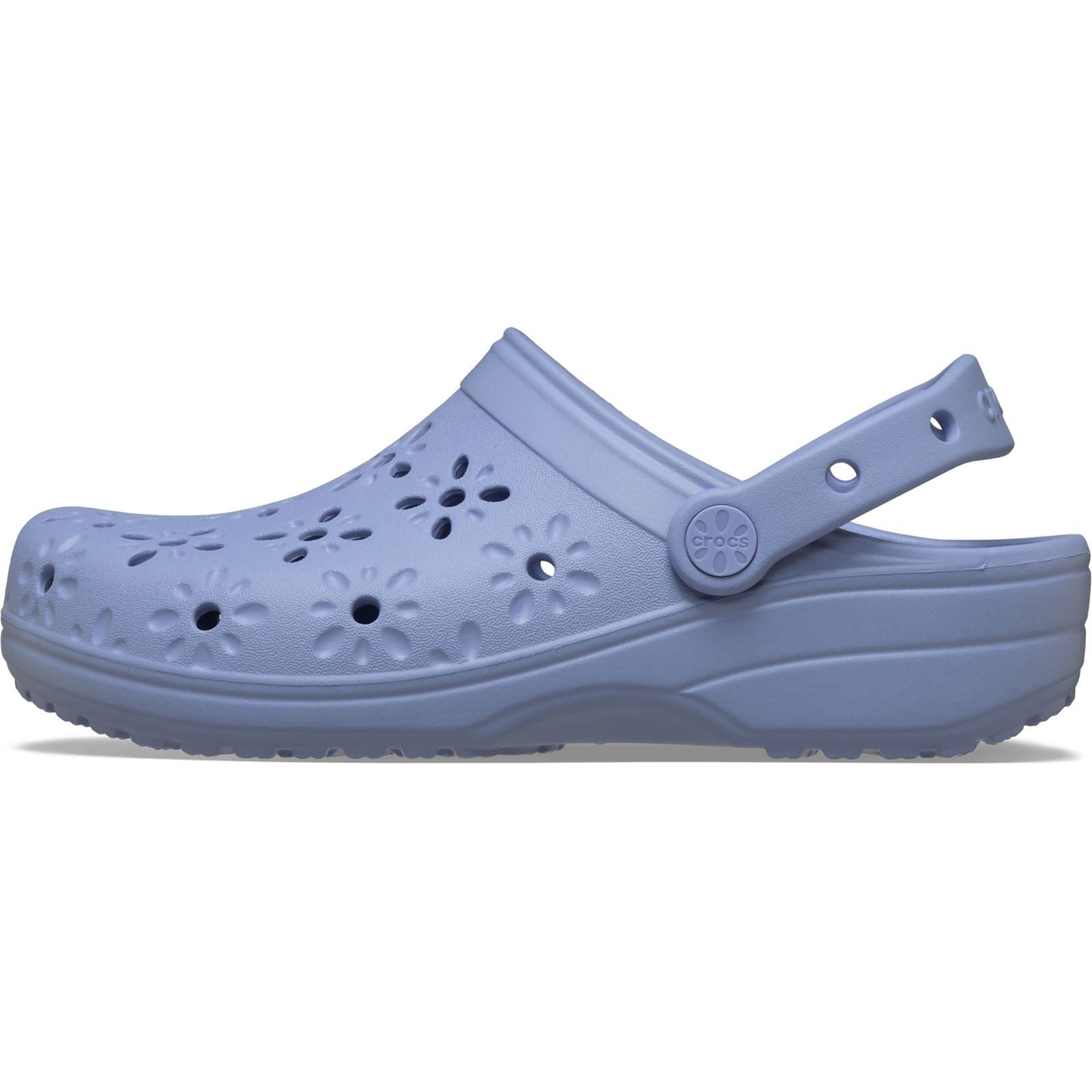 Crocs Classic Floral Cut Out Thermoplastic Women's Blue Haze Clogs