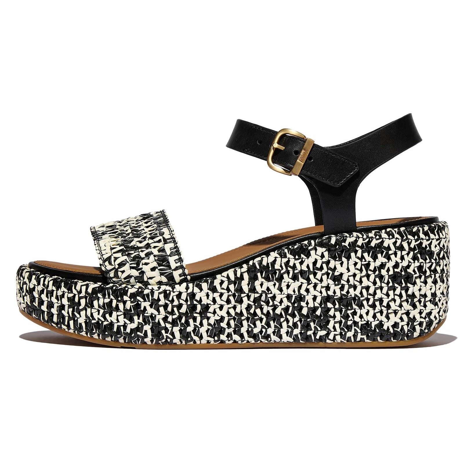 Fitflop Platfforms Wedge Faux Suede Women's Black/Ivory Sandals