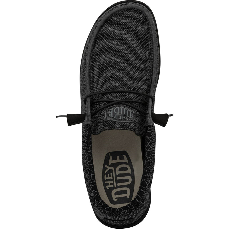 HEYDUDE Wally Sox Faux Suede Men's Micro Total Black Boat Shoes