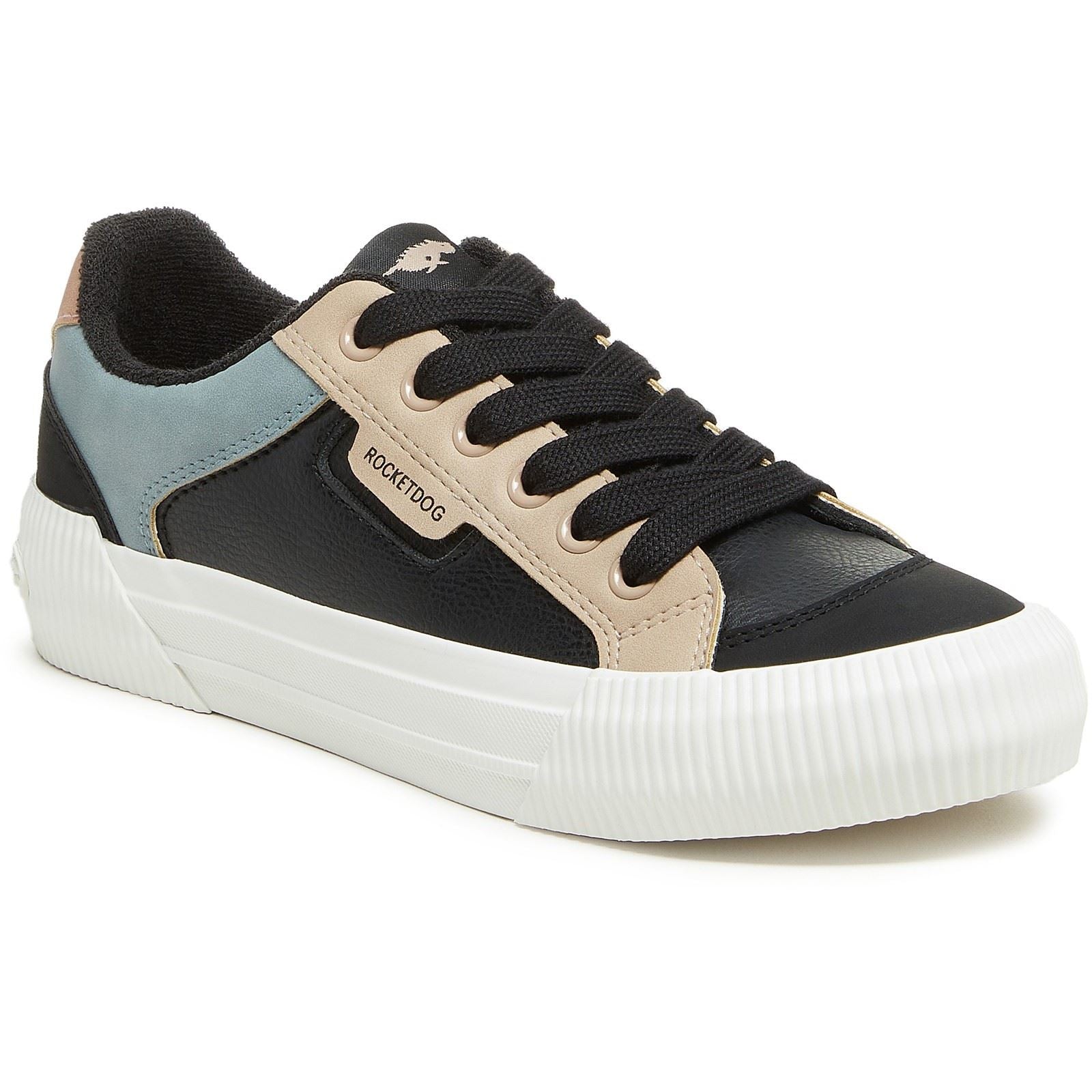Rocket Dog Cheery Blocked Sporty Polyurethane Women's Black Combo Sneakers
