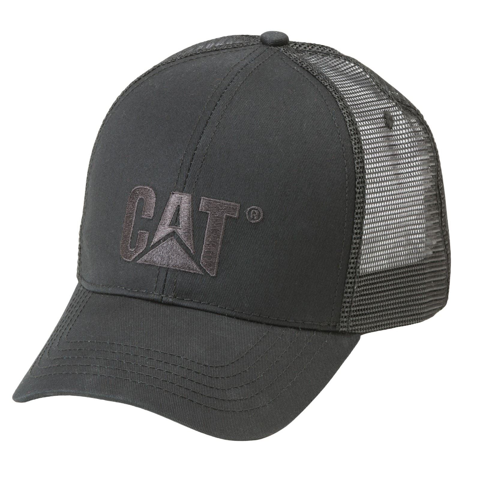 Caterpillar Raised Logo Cotton Unisex Adults Black Baseball Caps