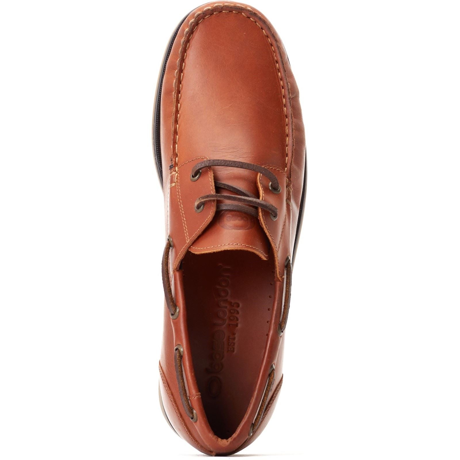 Base London Stern Leather Men's Burnt Tan Boat Shoes