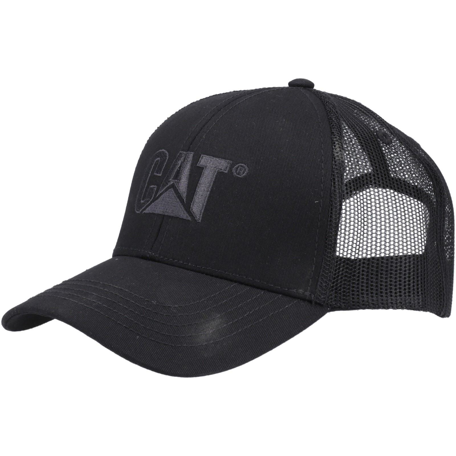 Caterpillar Raised Logo Cotton Unisex Adults Black Baseball Caps