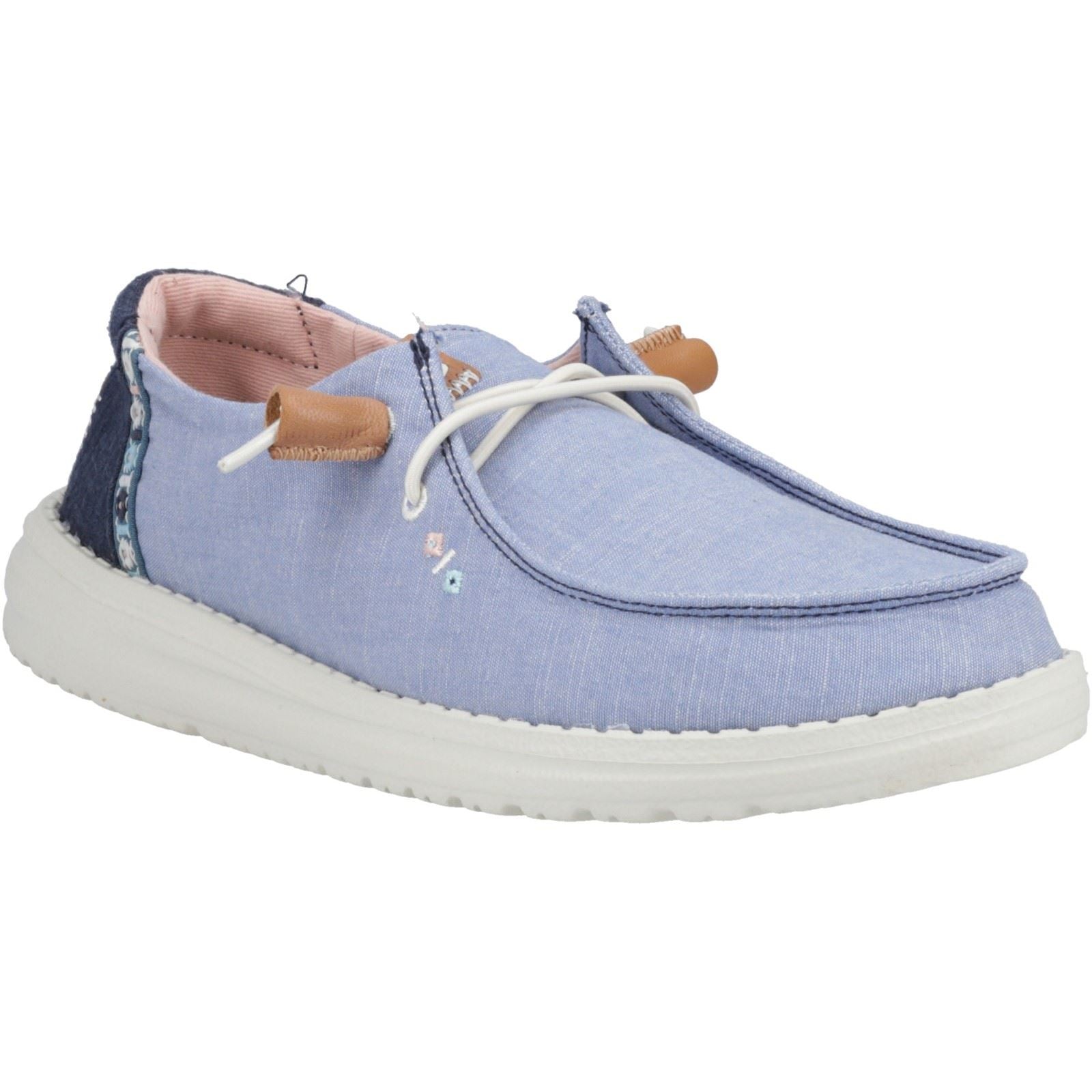 HEYDUDE Wendy Chambray Boho 100% Cotton Women's Blue Loafers