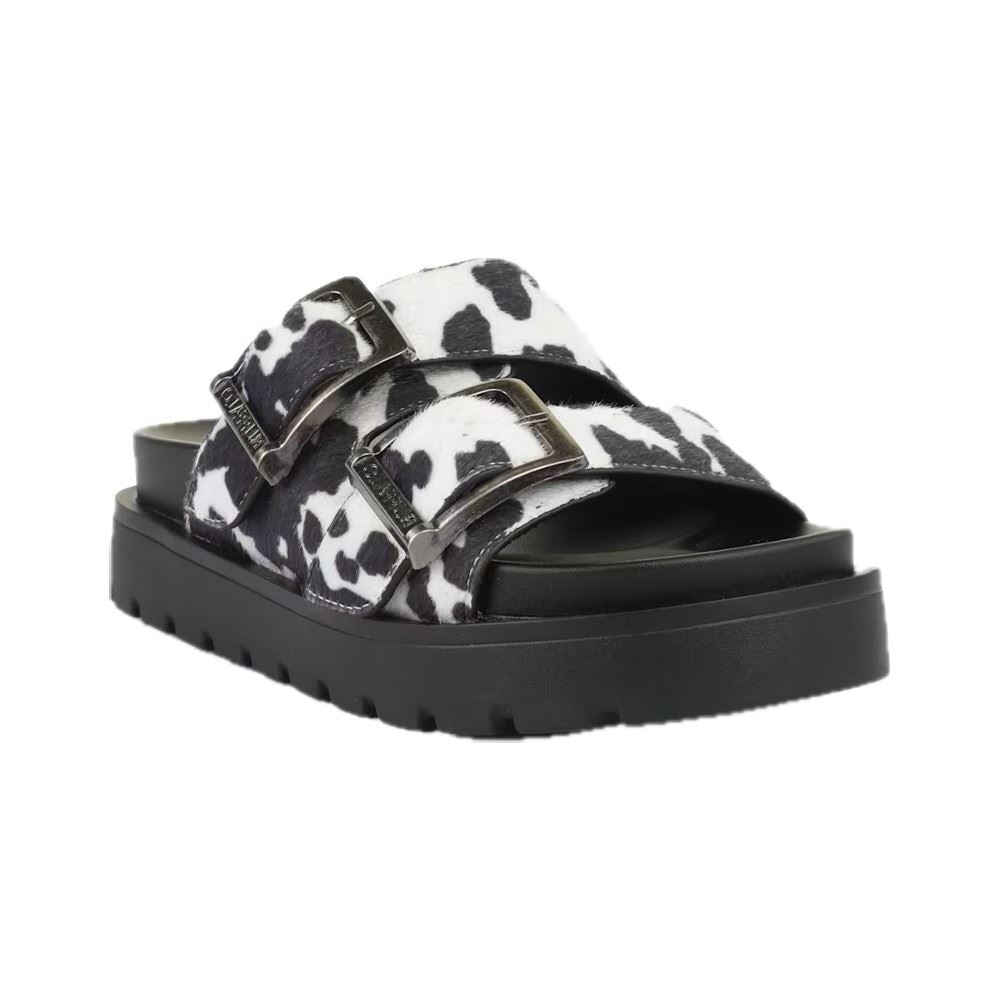 Buffalo Raya Ari Women's Black/White Cow Sandals