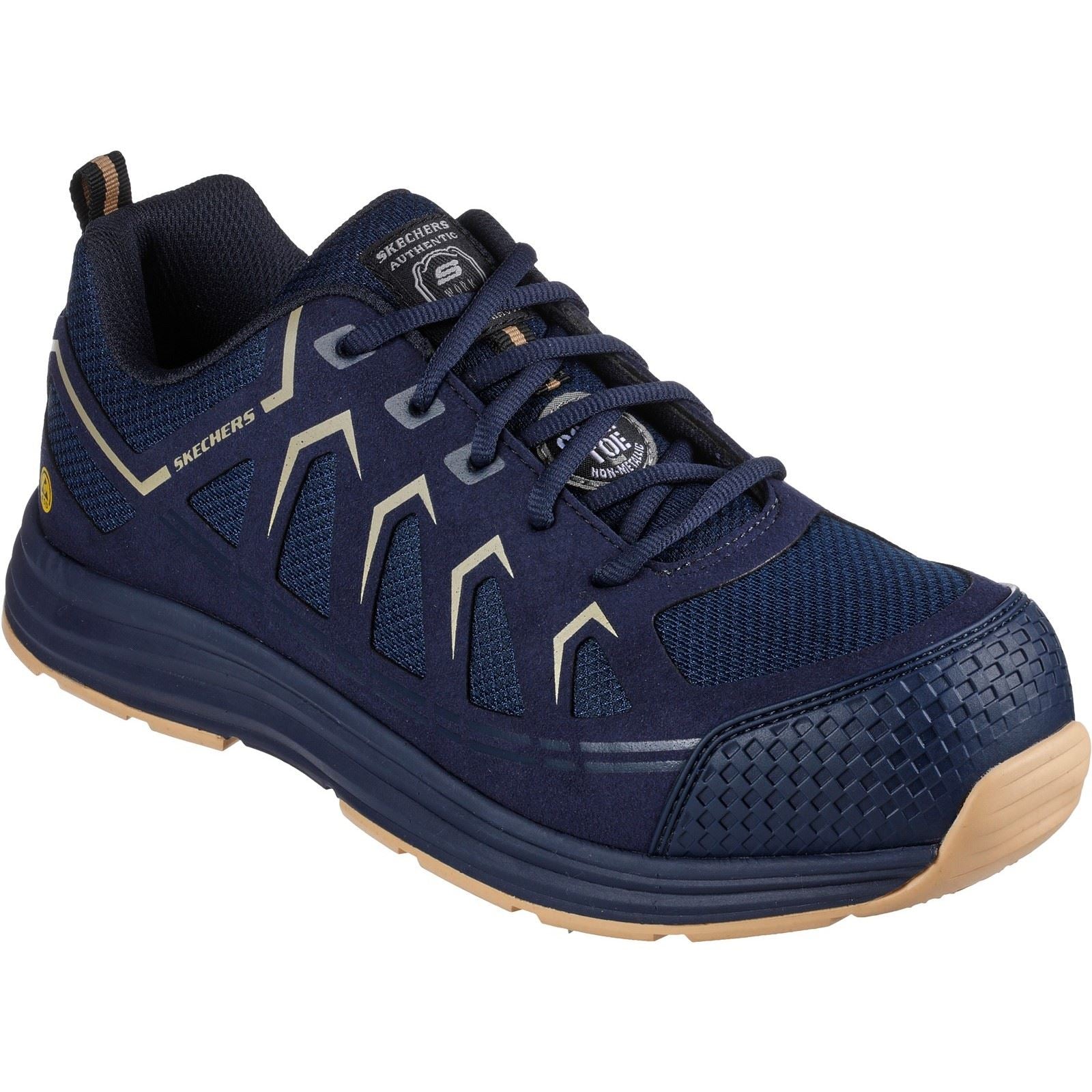 Skechers Workwear Malad II Textile Men's Navy/Tan Safety Sneakers