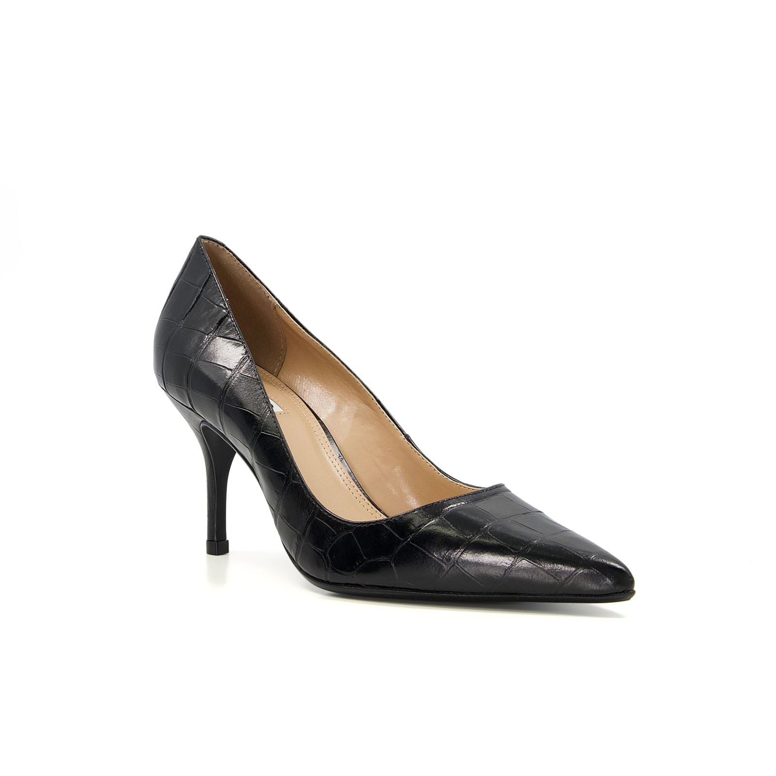 Dune Bold Leather Women's Black Heels