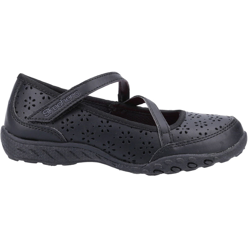 Skechers Breathe-Easy Playground Poppies Leather Girls's Black Shoes