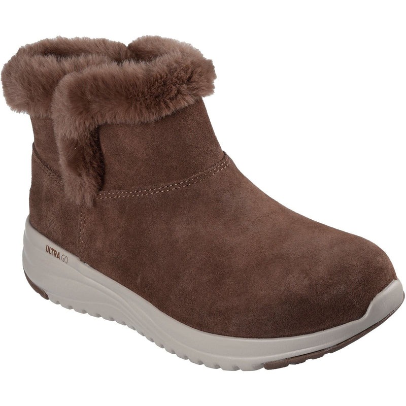 Skechers On-the-GO Stellar - Cozy Step Leather Women's Chocolate Winter Ankle Boots