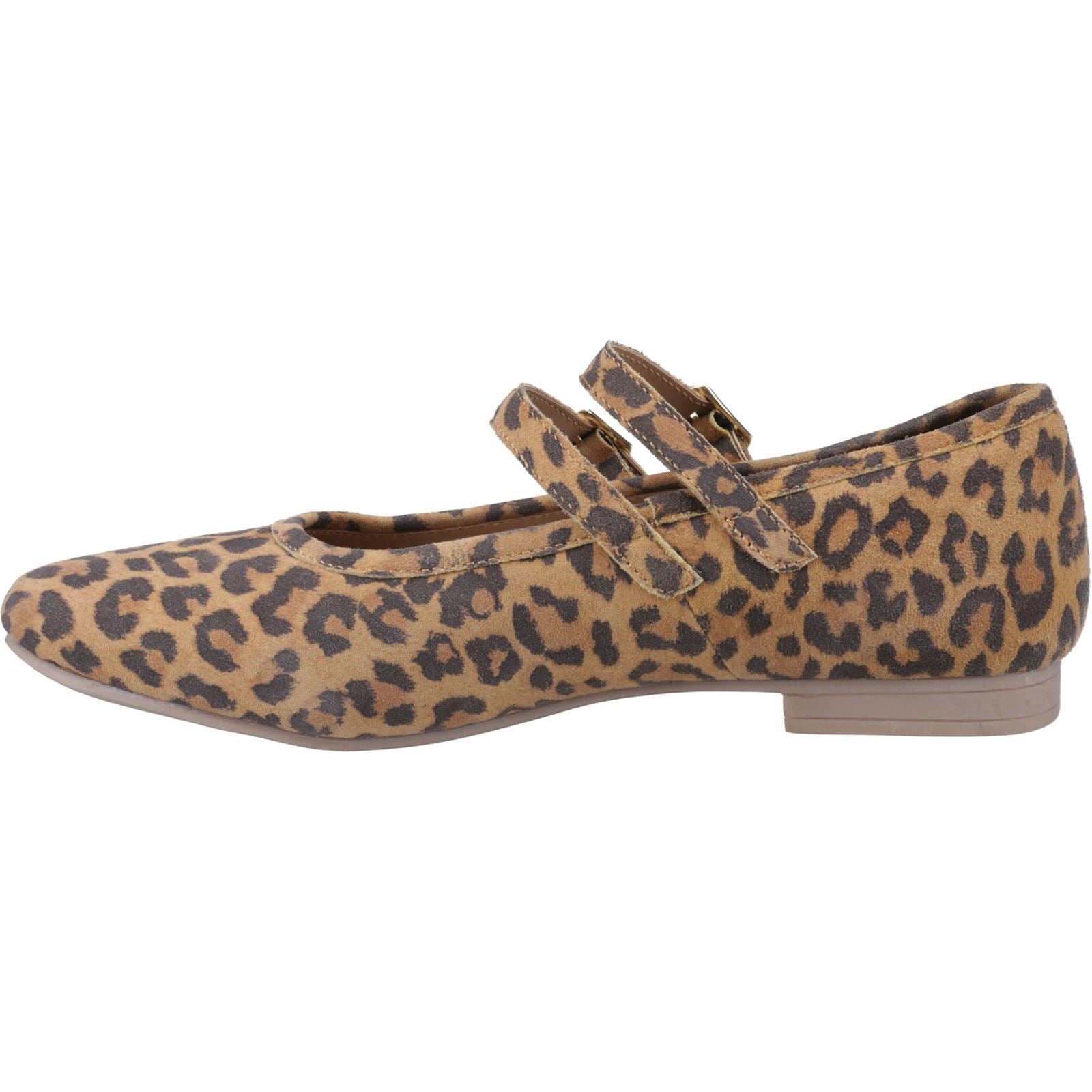 Hush Puppies Nancy Mary Jane Leather Women's Leopard Flats