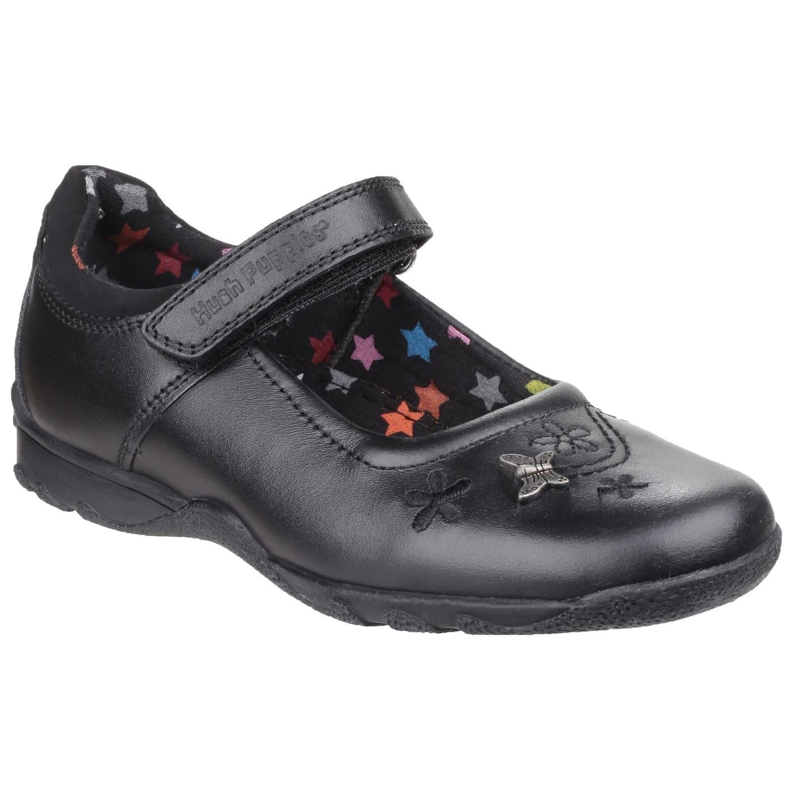Hush Puppies Clare Senior Leather Girls's Black Shoes