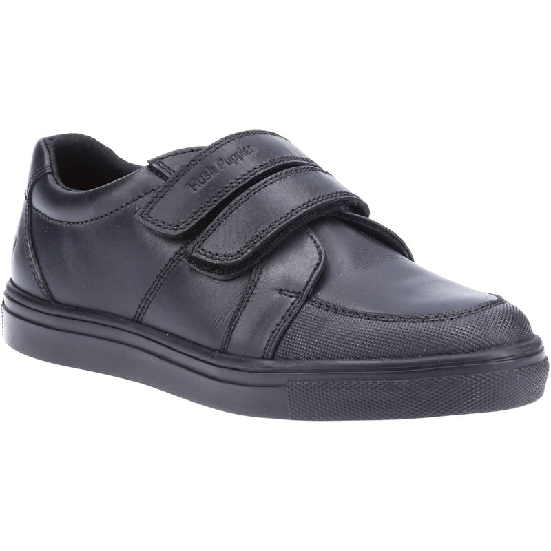 Hush Puppies Santos Junior Boys Black Leather Shoes