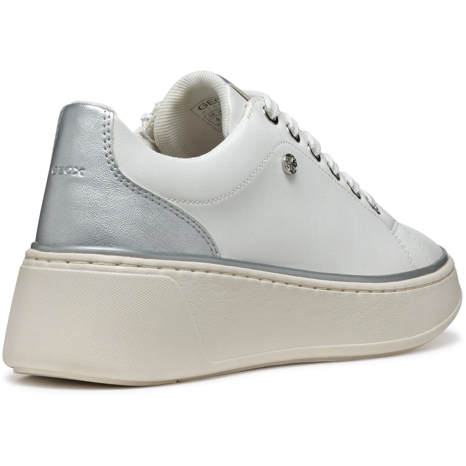 Geox D SUNNETTY Synthetic Synthetic Women's White/Silver Sneakers