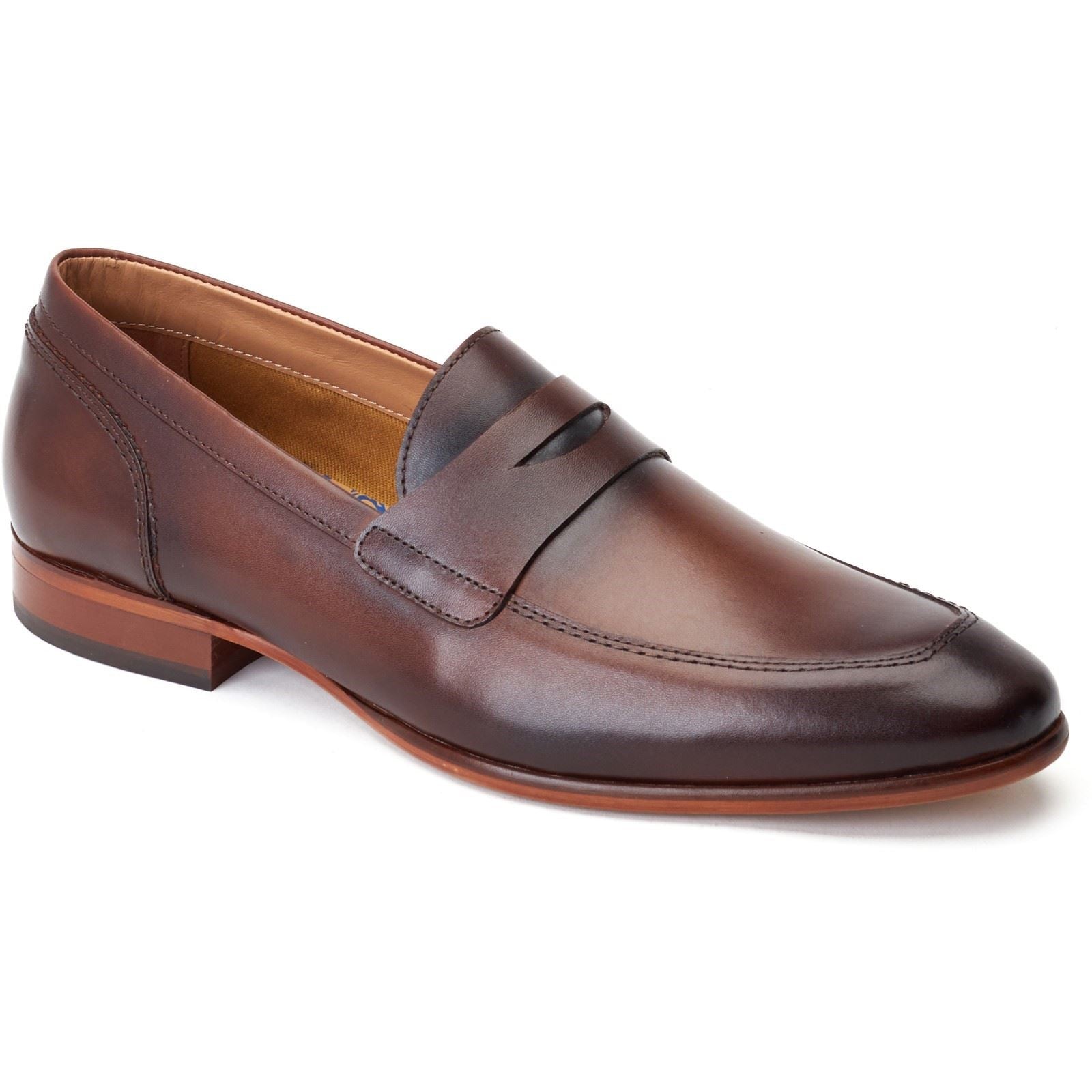 Base London Bruno Leather Men's Burnt Brown Loafers