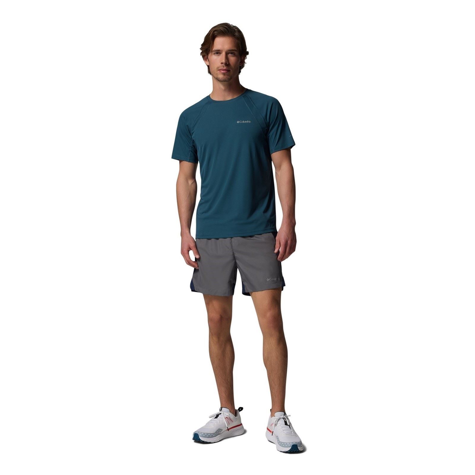 Columbia Three Pitch Polyester Men's Grey Activewear Shorts