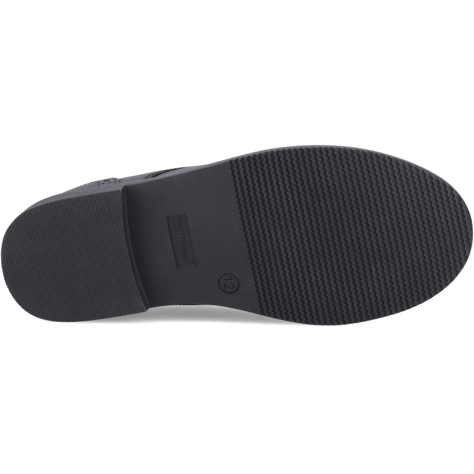 Hush Puppies Ava Snr Leather Girl's Black Brogues