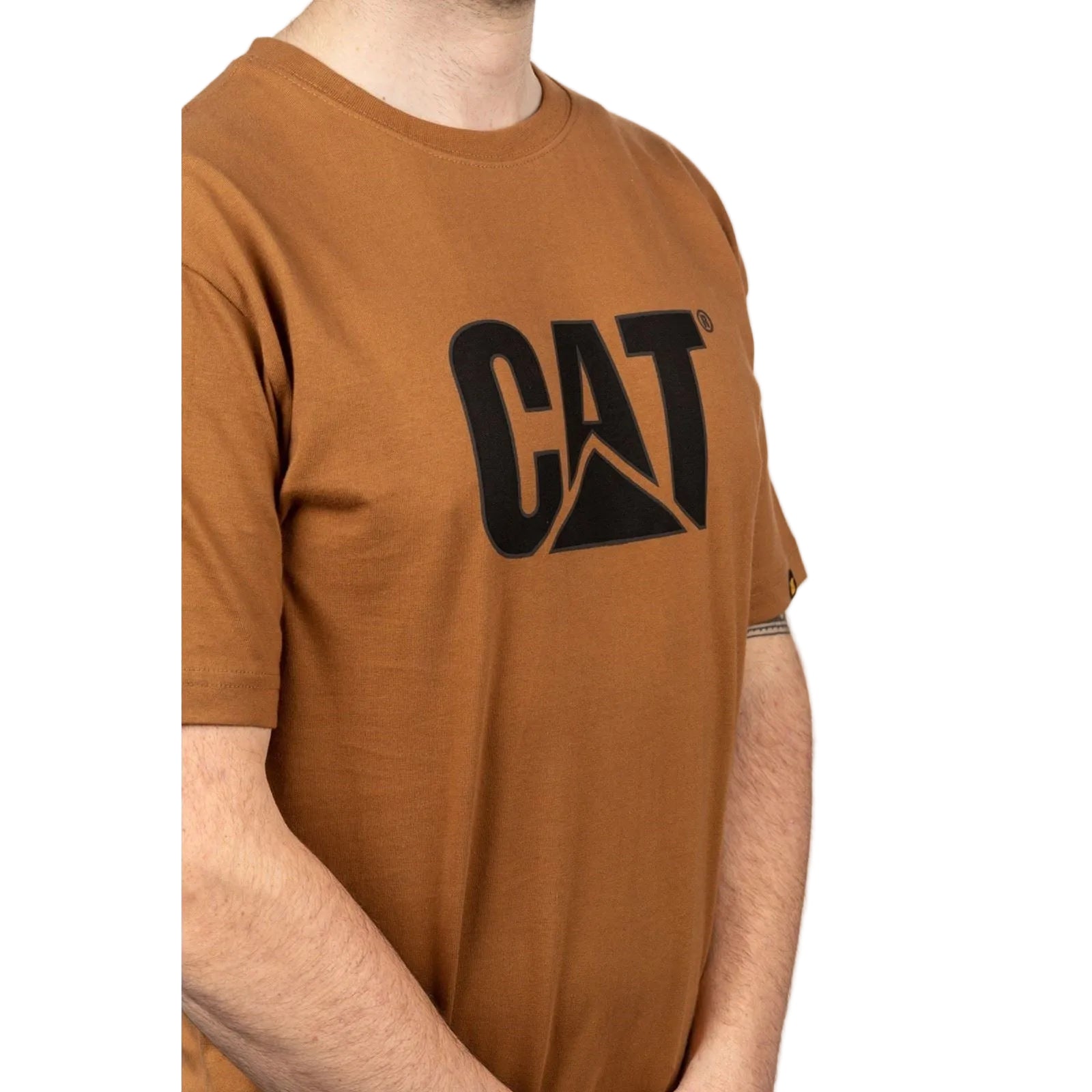 Caterpillar Trademark Logo Cotton Men's Bronze T-Shirt