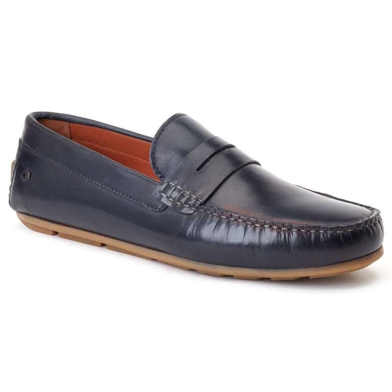 Base London Collins Leather Men's Navy Standard Loafers