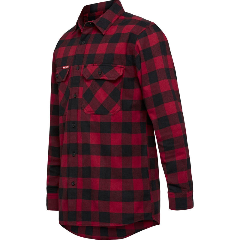 Hard Yakka Long Sleeve Check Flannel Cotton Men's Red Casual Shirt