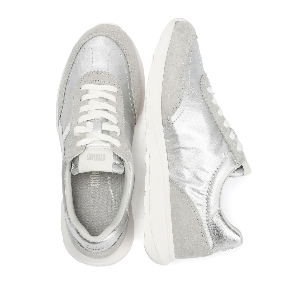 FitFlop Retro-Q FF Nylon Women's Silver/Urban White Sneakers