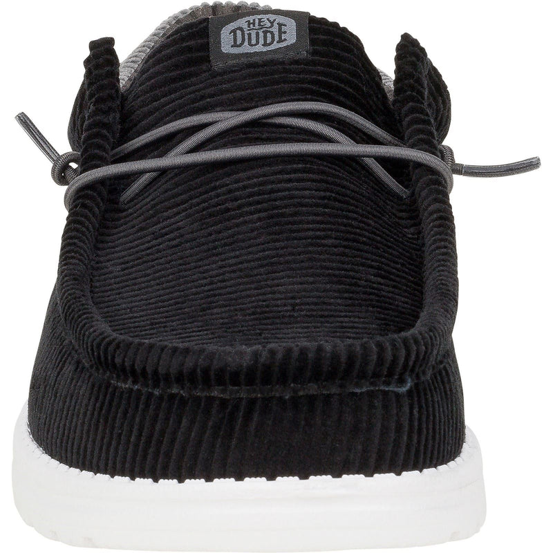 HEYDUDE Wally Funk Corduroy Textile Men's Black Boat Shoes