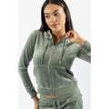 Juicy Couture Robertson Classic Jacket Synthetic Women's Green Hooded Sweatshirt